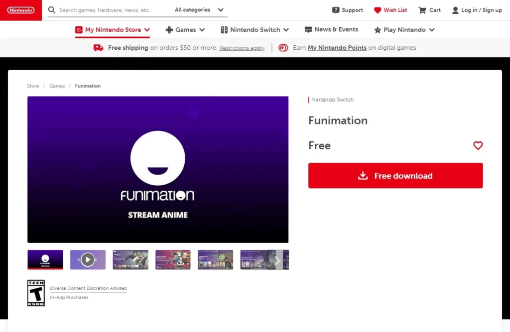 Funimation for Nintendo Switch