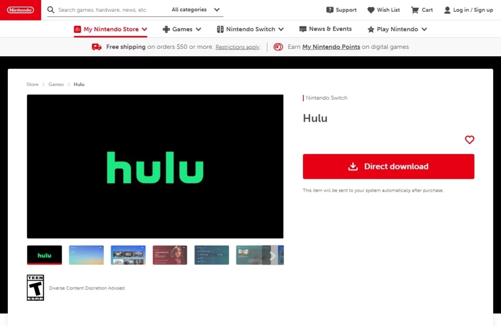 Hulu for Nintendo Switch